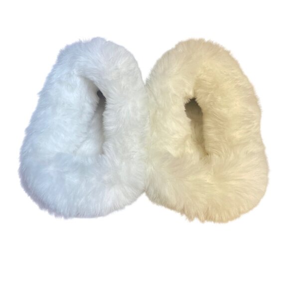 LC Lauren Conrad Faux Fur Slippers Pink White Sz SM (6/7) - Picture 4 of 6